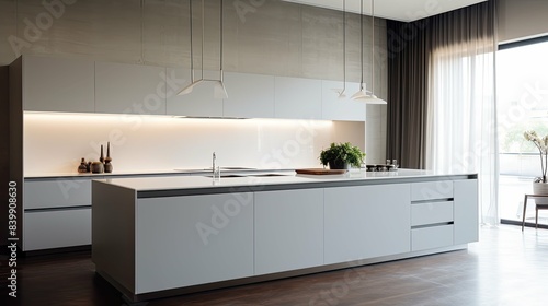 minimalist gray kitchen island