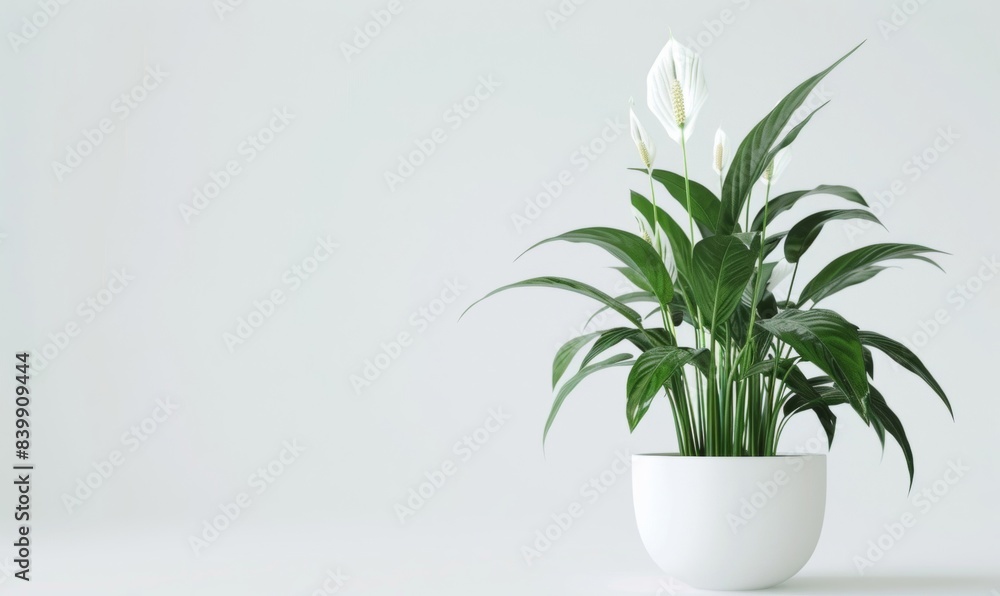 Peace lily in a minimalist white pot Peace lily in a minimalist white pot