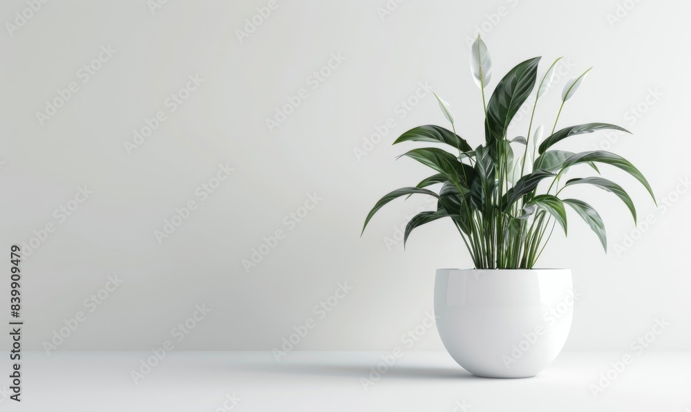 Peace lily in a minimalist white pot Peace lily in a minimalist white pot