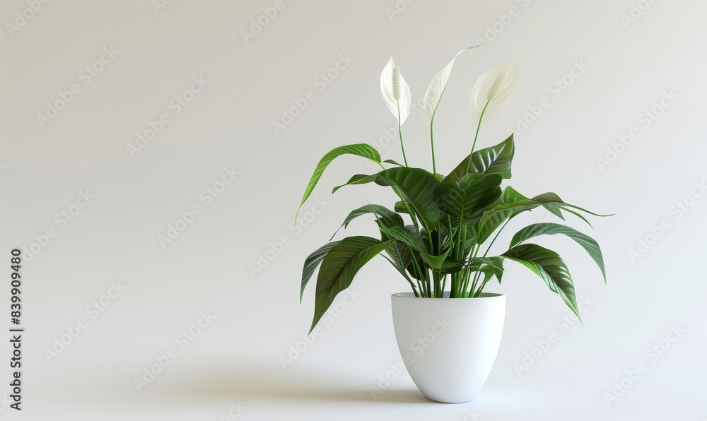Peace lily in a minimalist white pot Peace lily in a minimalist white pot
