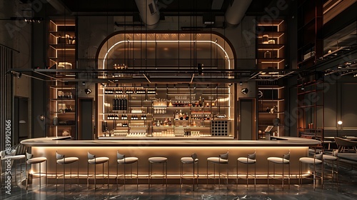 wine bar luxury design,mir rendering : Generative AI photo