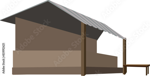 Indian Village tea stall empty shop isolated clipart vector for cartoon animation. village hut empty room for cartoon animation