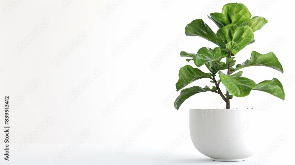 Fiddle leaf fig tree in a large white plant pot Fiddle leaf fig tree in a large white plant pot