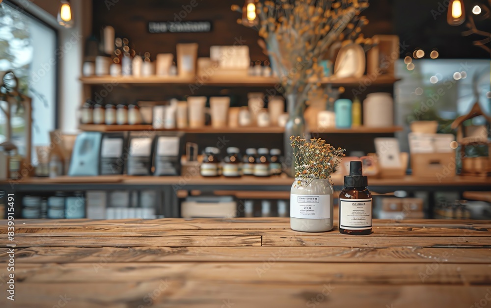 Welcoming store display with natural light, blurred background, web banner in bottom right corner, fresh copyspace style Welcoming store display with natural light, blurred background, web banner in bottom right corner, fresh copyspace style