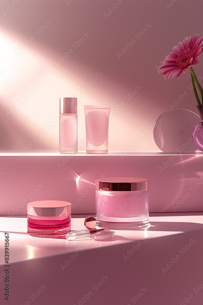 a minimalist luxury product photo of a matching beauty range, rose pink, : Generative AI a minimalist luxury product photo of a matching beauty range, rose pink, : Generative AI