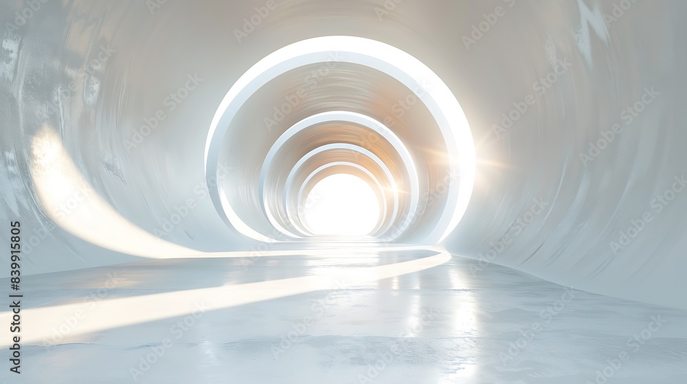 Naklejka premium abstract freedom and space concrete and mirrors tunnel. : Generative AI
