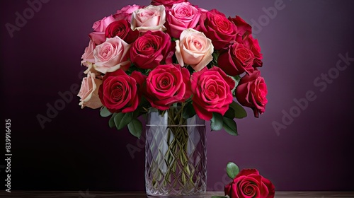 arrangement red and pink roses