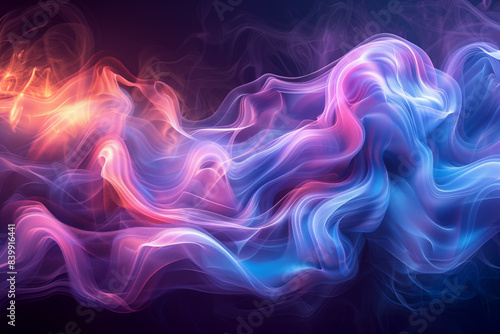 Abstract Digital Smoke with Neon Hues in Motion