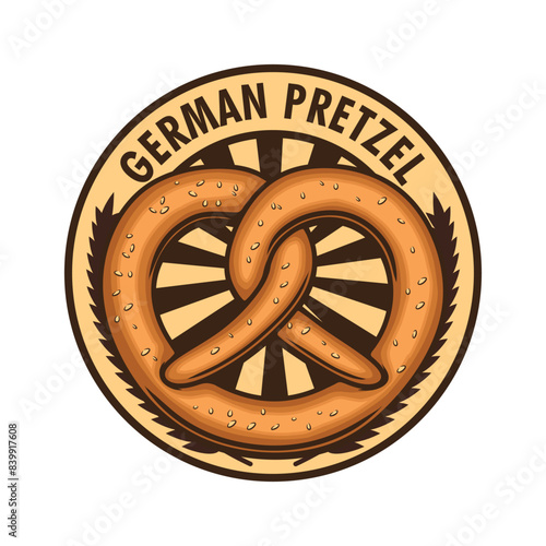 German pretzel bread vector logo drawing