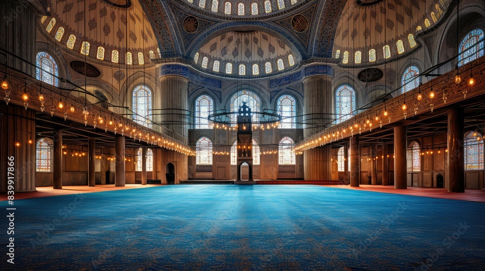 Obraz premium calligraphy blue mosque interior