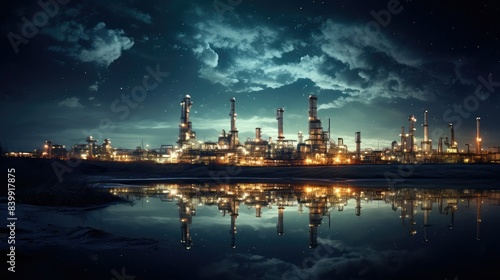 stars oil refinery silhouette