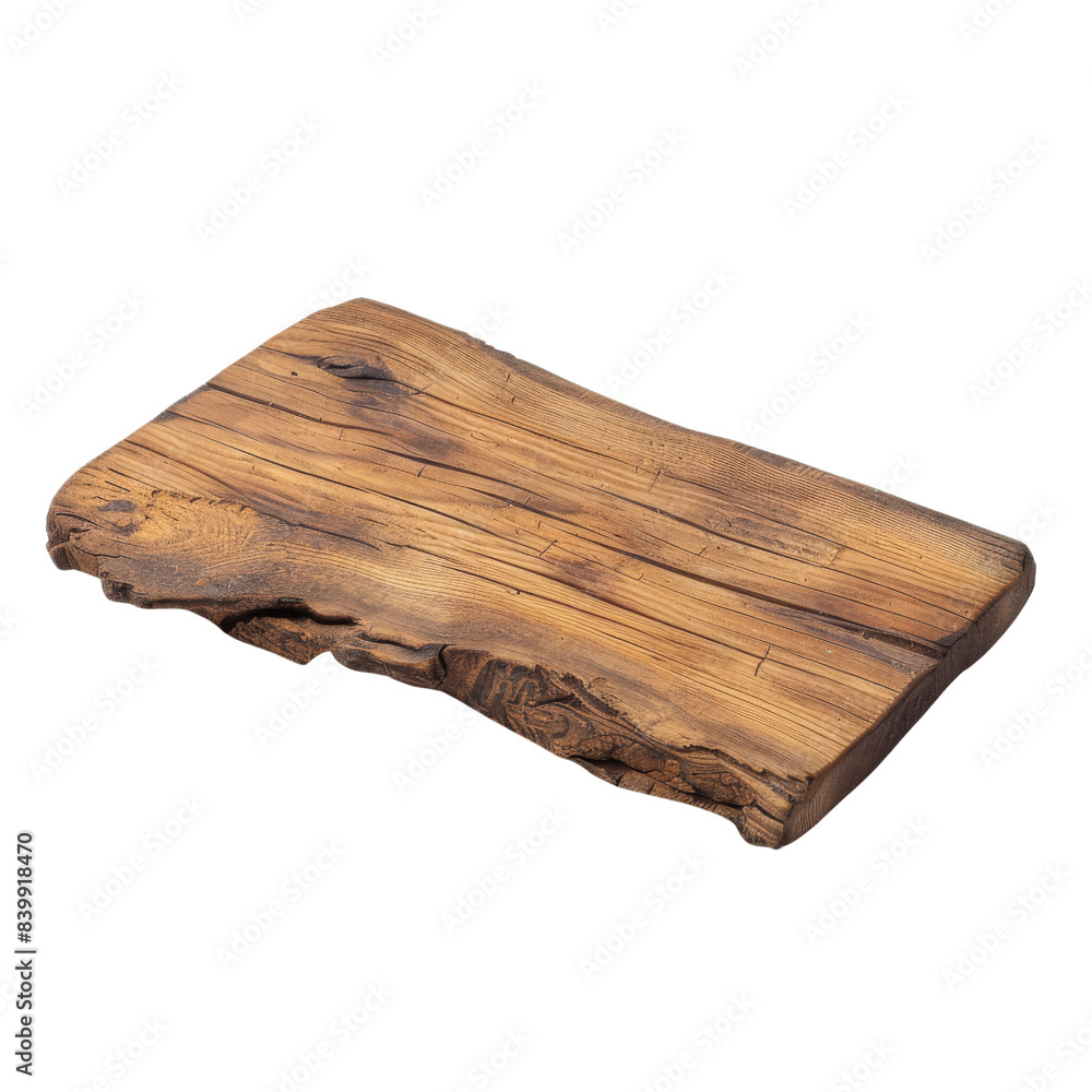 Rustic wooden cutting board with natural grain and rough edges, perfect for serving and kitchen use, isolated on white background. Rustic wooden cutting board with natural grain and rough edges, perfect for serving and kitchen use, isolated on white background.
