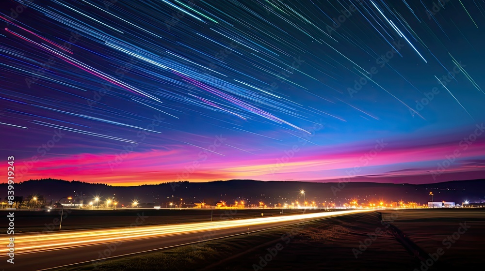 Obraz premium intersect jet light trails