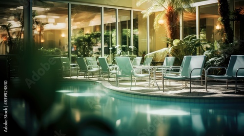 swimming blurred hotel interiors