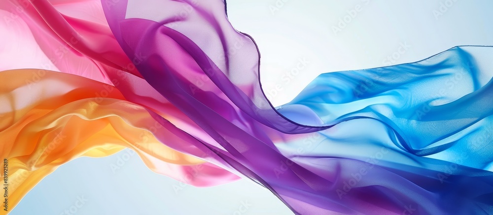 Sharp and detailed focus on colorful fabric billowing in the wind Sharp and detailed focus on colorful fabric billowing in the wind