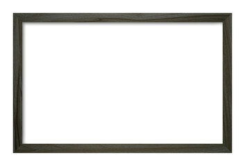 Rectangular picture frame. Old wooden frame, vintage style, with empty space and isolated transparent background with png.