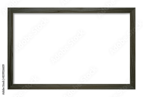 Rectangular picture frame. Old wooden frame, vintage style, with empty space and isolated transparent background with png.