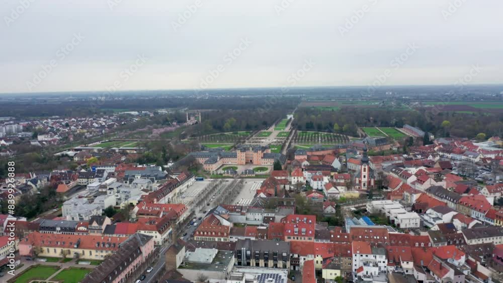 Historical City Schwetzingen, Castle Gardens, urban green spaces, aerial Historical City Schwetzingen, Castle Gardens, urban green spaces, aerial