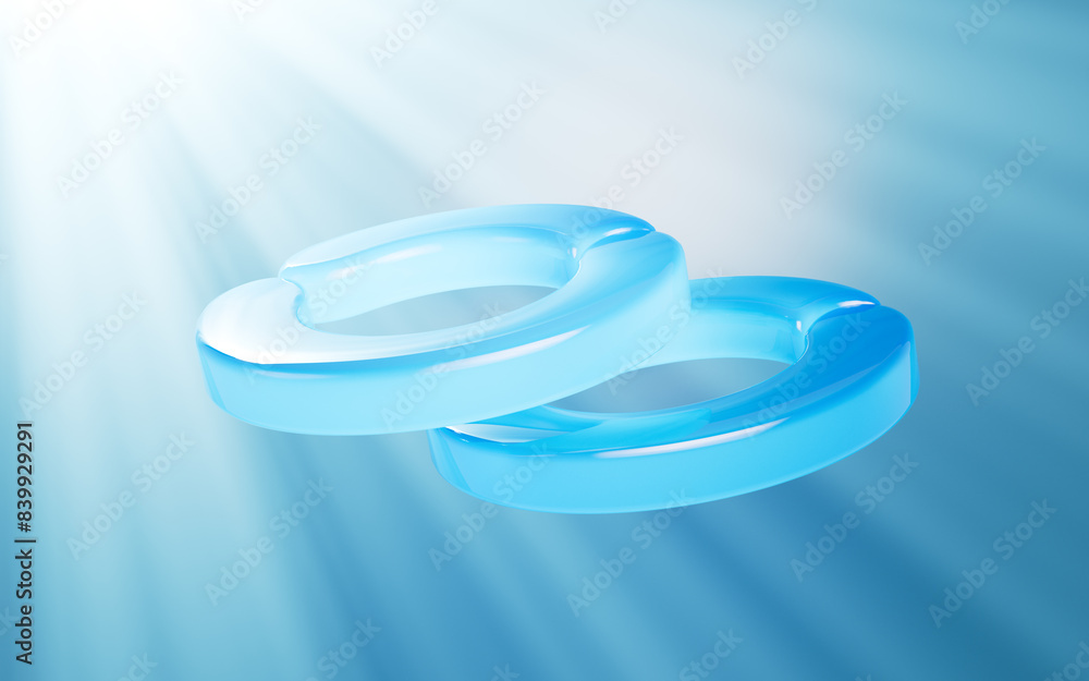 Abstract transparent geometry, glass ring, 3d rendering. Abstract transparent geometry, glass ring, 3d rendering.