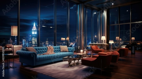 skyline blurred luxury interior