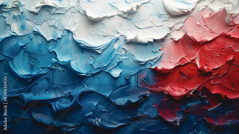 Abstract blue, white and red color oil paint as background. Abstract blue, white and red color oil paint as background.