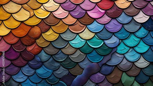 Wallpaper Mural Modern twist on fish scale design with vibrant colors and abstract patterns for a detailed and flat texture. Torontodigital.ca