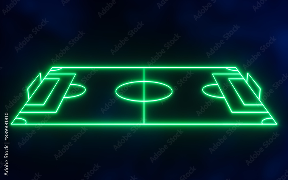 Fototapeta premium Abstract neon football field lines, 3d rendering.