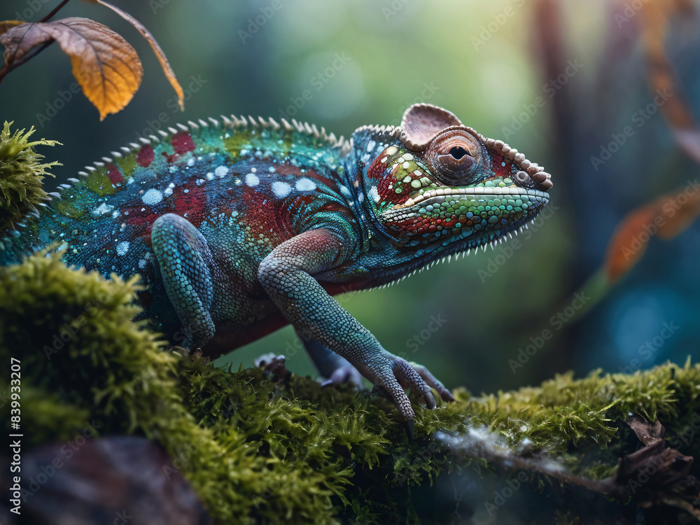 Fototapeta premium green lizard on a tree
