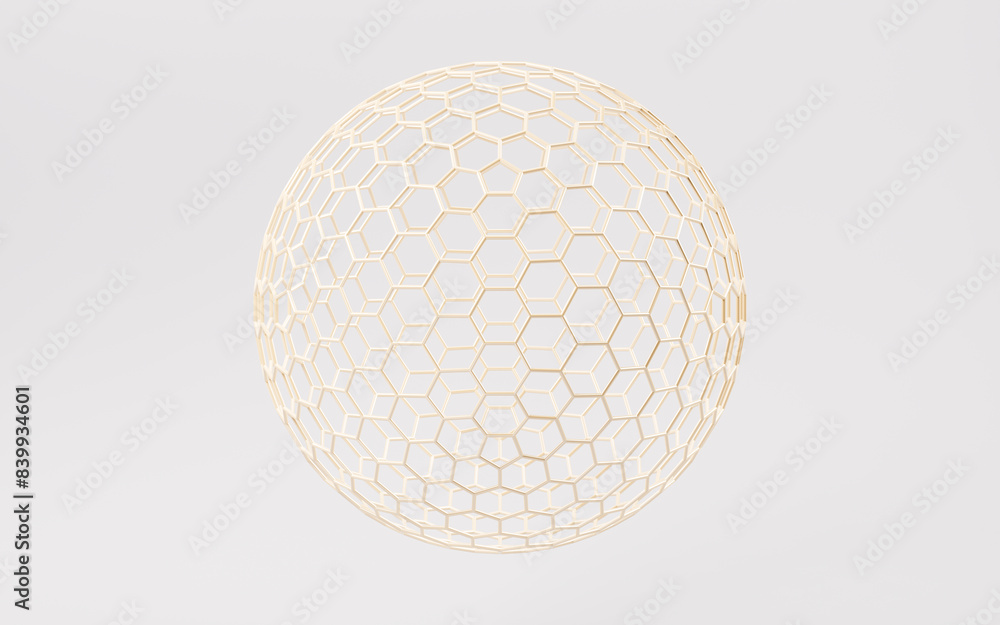 Golden abstract sphere, 3d rendering. Golden abstract sphere, 3d rendering.