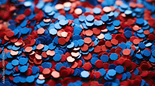 pile red blue confetti