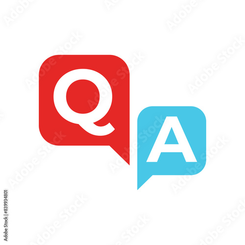 questions and answers icon. Speech bubbles for overlapping Q and A messages. FAQ ideas to solve problems.