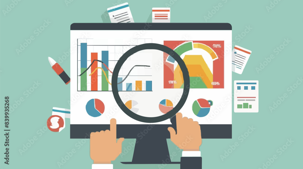 Market research, marketing or advertising survey to launch products, competitors research or social media report marketing report concept, business people look at magnified market data chart. Market research, marketing or advertising survey to launch products, competitors research or social media report marketing report concept, business people look at magnified market data chart.