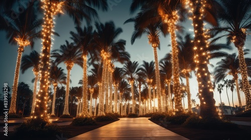 holiday palm tree with christmas lights