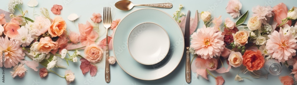 A white plate with a pink background and a pink flower on it A white plate with a pink background and a pink flower on it