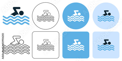 athlete sport swim in lake river sea pool, water and human, race sport sign icon symbol ui and ux design, glyphs and stroke line icon