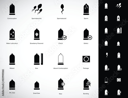 Condom icon set. Safe sex icon vector illustration.	