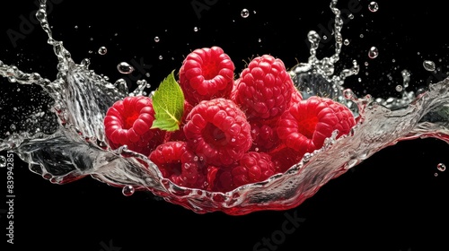 bubbles fresh raspberry fruit photo