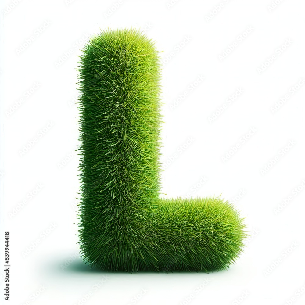 Letter L made out of green grass, white background Letter L made out of green grass, white background