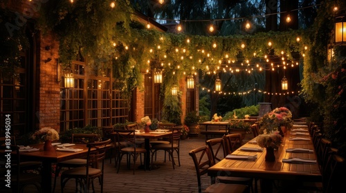 romantic restaurant patio lights © vectorwin