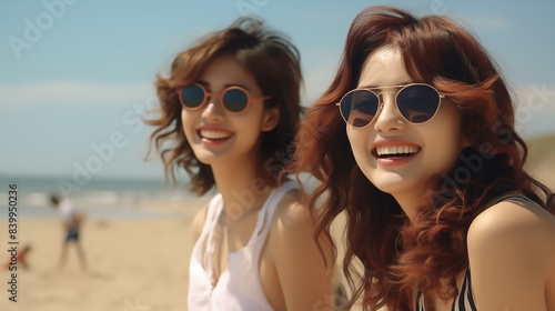 Happy Women with Sunglasses at the Beach  © LANGSSI