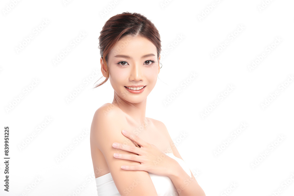 Beautiful young asian woman with clean fresh skin on white background, Face care, Facial treatment, Cosmetology, beauty and spa, Asian women portrait. Beautiful young asian woman with clean fresh skin on white background, Face care, Facial treatment, Cosmetology, beauty and spa, Asian women portrait.