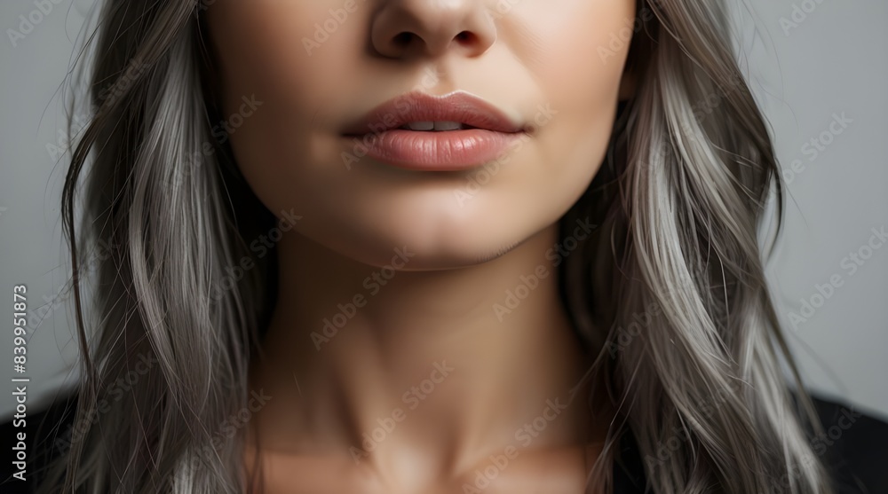 A woman showing her gray hair roots.generative.ai