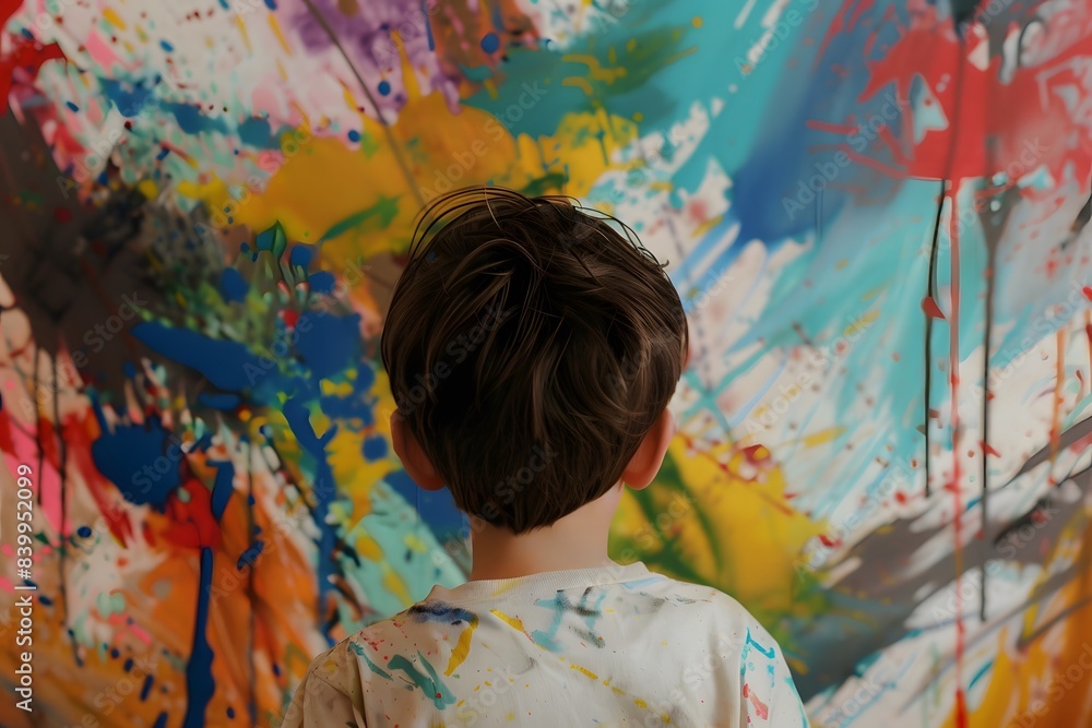 Obraz premium He looks at the painting with curiosity and wonder