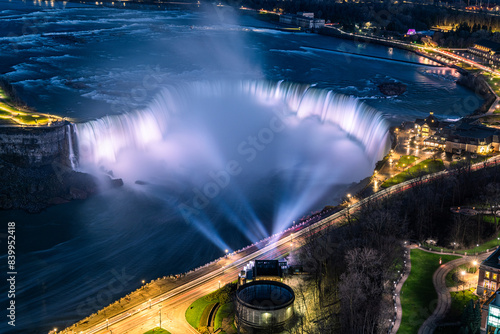Beautiful Niagara falls with colors at night
