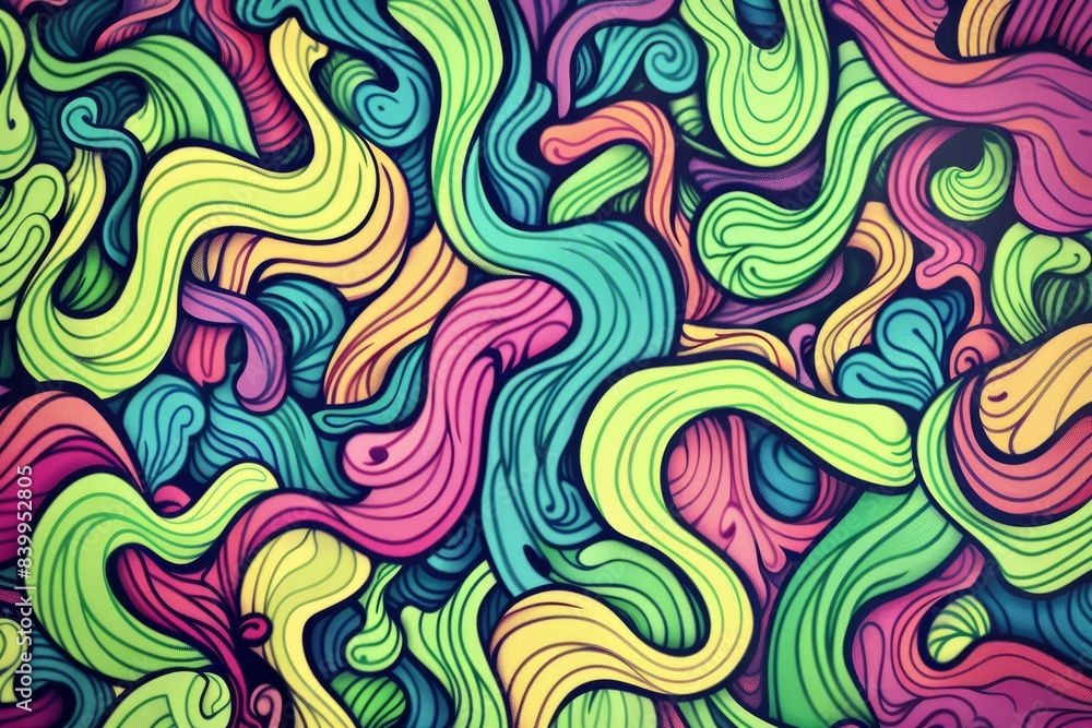 Cartoon cute doodles of squiggly lines meandering playfully in all directions, Generative AI Cartoon cute doodles of squiggly lines meandering playfully in all directions, Generative AI