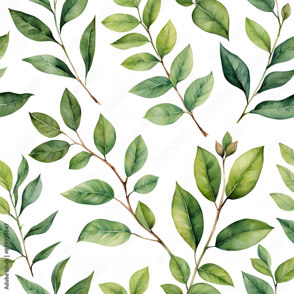 watercolor background, soft leaves pattern, template watercolor background, soft leaves pattern, template