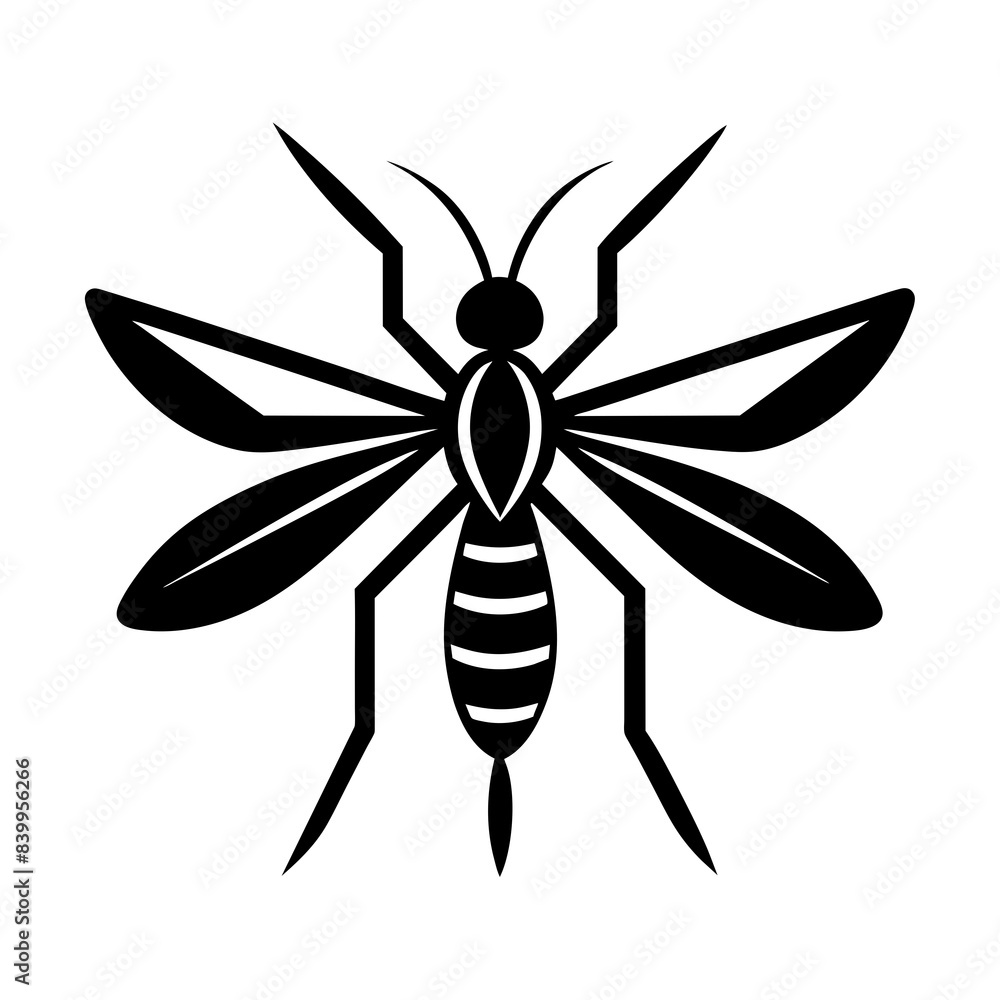 Minimalist Mosquito Logo Vector Art Illustration