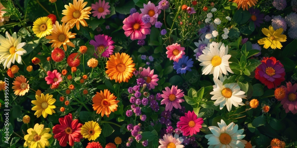 Colored flowers in field Colored flowers in field