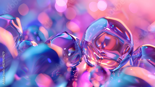 Fototapeta Naklejka Na Ścianę i Meble -  abstract 3d render round holographic curved splash of liquid motion background.generative ai