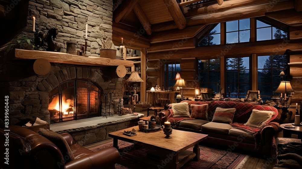 cozy log home interior